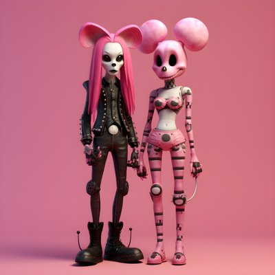 noční můra před Vánoci punkově růžová minnie a mickey mouse 2 od Kurt Heppke