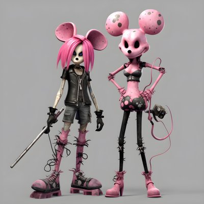 noční můra před Vánoci punkově růžová minnie a mickey mouse 3 od Kurt Heppke