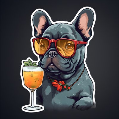 samolepky, cool francouzští buldočci, pití koktejlu 3 od Kurt Heppke