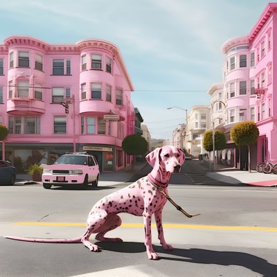růžový pes uprostřed města san francisco 4 od Kurt Heppke