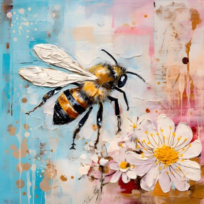 ilustrace včely technikou pastelového impasto oleje 2 od Kurt Heppke