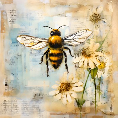 ilustrace včely technikou pastelového impasto oleje 3 od Kurt Heppke