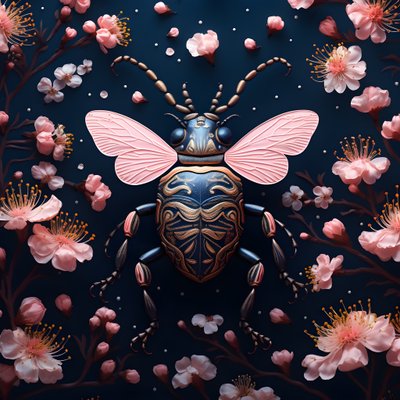 ilustrace ilustrovaného brouka s houbami v pozadí 4 od Kurt Heppke