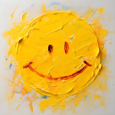 žlutý smajlík namalovaný impasto 1 od Kurt Heppke