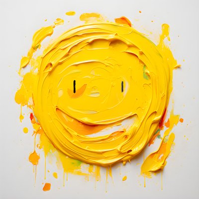 žlutý smajlík namalovaný impasto 2 od Kurt Heppke