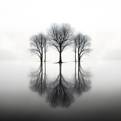 černobílé fotografie stromů na vodě 1 od Kurt Heppke