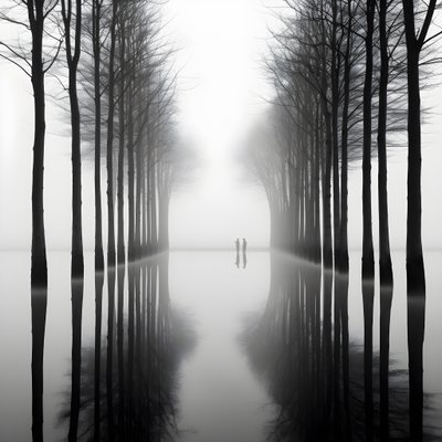 černobílé fotografie stromů na vodě 2 od Kurt Heppke