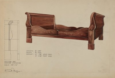 Postel na saních, c. 1936. od Kurt Melzer