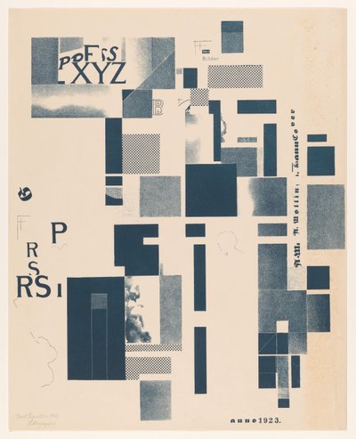 Kompozice s typografickými prvky od Kurt Schwitters (signed by artist)
