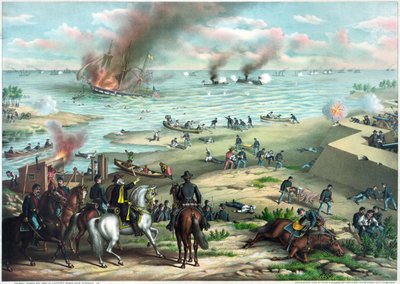 Americká občanská válka (1861-1865): Bitva u Hampton Roads 8.-9. března od Kurz and Allison