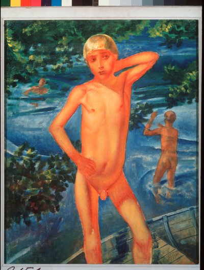 Chlapci koupání. Malba Kuzmy Sergejeviče Petrova Vodkina (Petrov-Vodkin) (Kouzma Petrov Vodkin) (Petrov-Vodkin) (1878-1939), olej na plátně od Kuzma Sergeevich Petrov Vodkin
