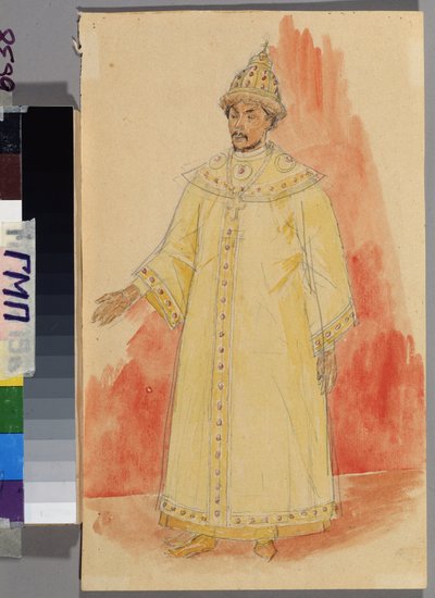 Kostýmní projekt pro operu "Boris Godunov"" od Modesta Musorgského (1839-1881). Dílo Kuzmy Sergejeviče Petrova Vodkina (Petrov-Vodkin) (Kouzma Petrov Vodkin) (Petrov-Vodkin) (1878-1939), tužka a akvarel na papíře od Kuzma Sergeevich Petrov Vodkin
