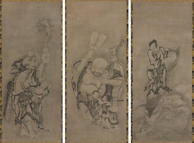 Hotei s taoistickými nesmrtelnými od Kyūseki Tomonobu