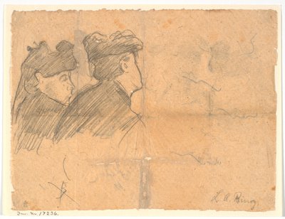 Profilová studie dvou ženských hlav s klobouky od Laurits Andersen Ring