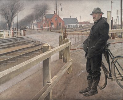 Čekání na vlak. Úrovňová křižovatka u dálnice Roskilde od Laurits Andersen Ring