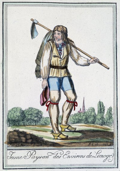 Mladý rolník z okolí Limoges - v “”Encyclopédie des voyages”” od J. Grasset St Sauveur, Deron, Paříž od L.F. Labrousse