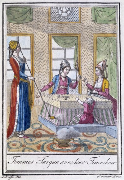 Turecké ženy s jejich tanndourem - v “”Encyklopedie cest”” od J. Grasset St Sauveur, ed. Deroy, Paříž od L.F. Labrousse