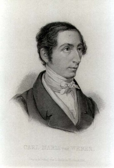Portrét Carla Maria von Webera (1786-1826) německý skladatel (rytina) (čb foto) od L. Holle