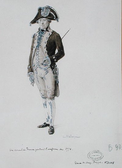 Francouzský konzul v uniformě z roku 1776 (pero a pero na papíře) od L. Malespine