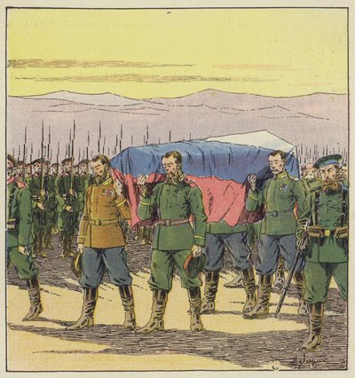 Pohřeb ruských raněných po bitvě u Vafangou od L. Malespine