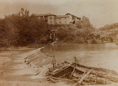 Album první světové války ve Friuli-Venezia Giulia: řeka Natisone v Premariacco, Udine, Itálie (černobílá fotografie) od L. Verdiani