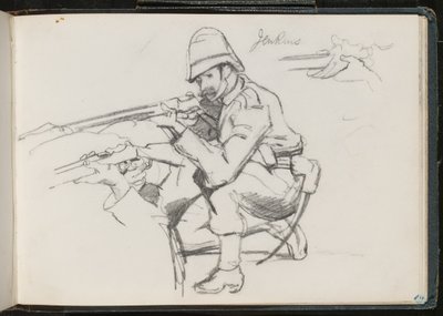 ?Jenkins? klečet k ohni, 1879 od Lady Butler