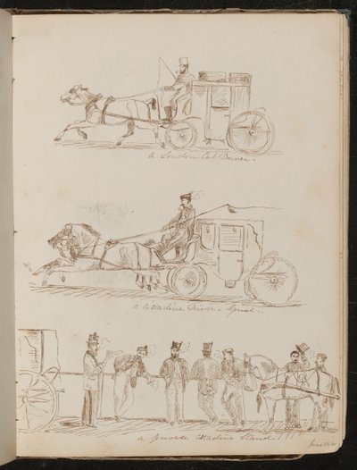 Studie „londýnského taxikáře“, „řidiče Cittadine – Janov“ a „janovského stánku Cittadine“, ze dne „26. června 2061“ od Lady Butler