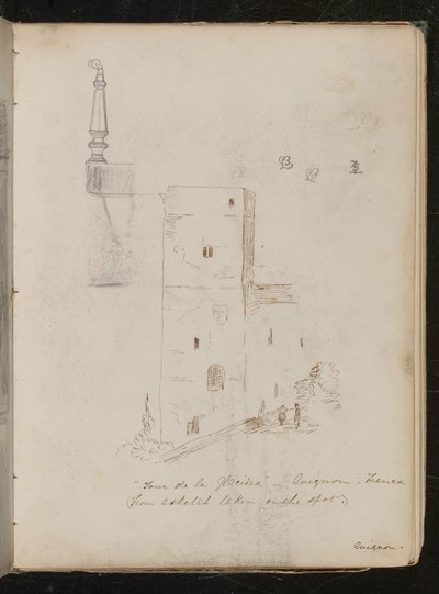 Studie nohy stolu, architektonická studie, ?Tour de la glacine - Avignon - Francie od Lady Butler