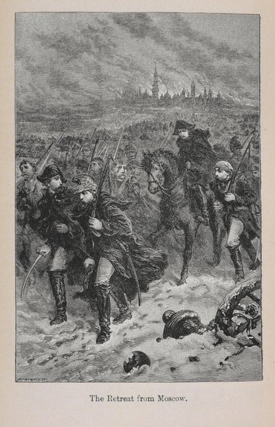 Ústup z Moskvy, ilustrace z „Dějiny Francie Malého Artuše: Od nejstarších dob do pádu 2. říše“, vydáno 1899 od Lady M. Chalcott
