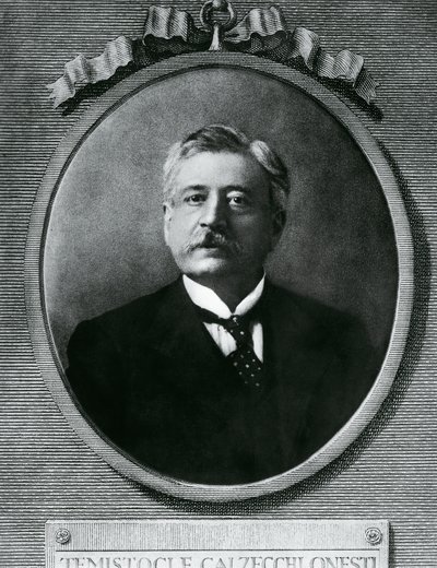 Portrét Temistocle Calzecchi Onesti (1853-1922), italský fyzik a vynálezce, lept po fotografii od Amadeo (after) Modigliani