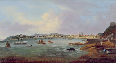 Přístav v Macau, Čína, kolem roku 1855 (olej na plátně) od Lam Qua (attr. to)