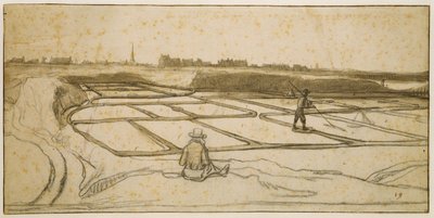 Těžba soli v Le Croisic, 1645 (křída, pero a štětec na papíře) od Lambert Doomer