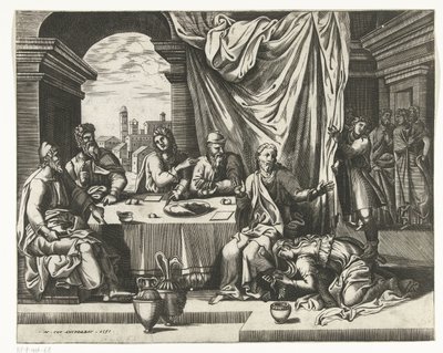 Marie Magdalena pomazává Kristovy nohy od Lambert Lombard