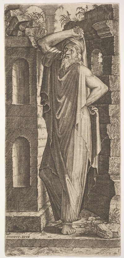 Svatý Filip, stojící s levou rukou na boku a pravou rukou položenou na svém..., 1545. od Lambert Suavius