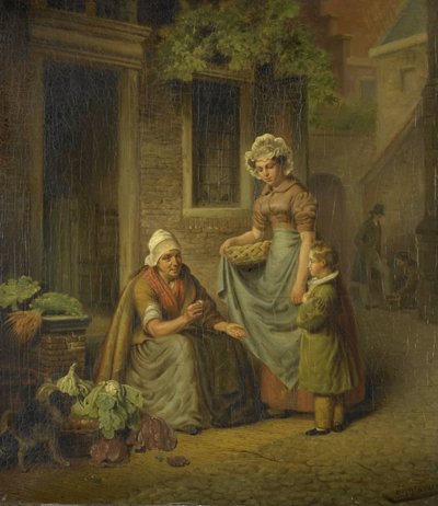 Žena prodávající zeleninu od Lambertus Johannes Hansen