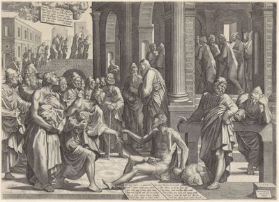 Peter and John Healing the Cripple at the Gate of the Temple Petrus en Johannes genezen een kreupele aan de tempelpoort   1342010   cs       czech Successfully Translated  Original: Sakanoshita, from the series "Fifty-three Stations of the Tokaido (Tokaido od Lambertus Suavius