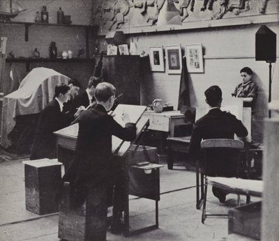 Škola kreslení, Eton (černobílá fotografie) od Laszlo Moholy-Nagy