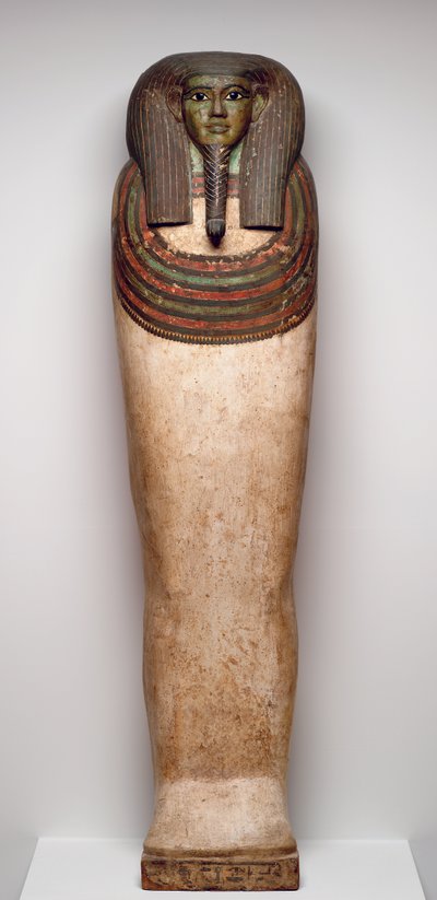 Rakev z Horankhu, cca 700 př. Kr. (dřevo, gesso, barva, obsidián, kalcit a bronz) od Late Period Egyptian