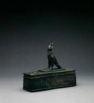 Sokolí relikviář (bronz) (bronz) od Late Period Egyptian