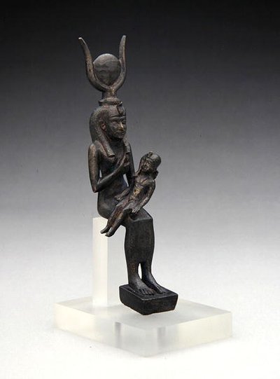 Isis s Harpokratem, 7.-4. století před naším letopočtem (bronz) od Late Period Egyptian