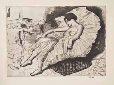 Tanečnice Spící, hospoda. 1925. od Laura Knight