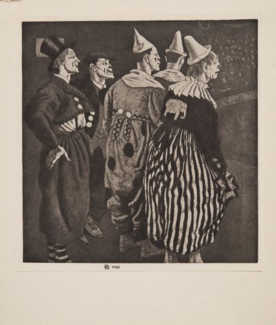 Pět klaunů, hospoda. 1926. od Laura Knight