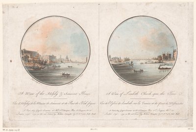 Pohled na Adelphi a Somerset House z Temže a pohled na Lambeth Church z Temže Pohled na Adelphy & Somerset House (titul na objektu) Pohled na Lambeth Church upon the Tames (název na objektu) Pohledy na Londýn (název série) od Laurent Guyot
