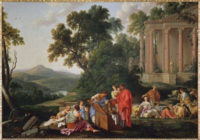 Laban cherchant ses idoles dans les bagages de JacobLaban hledá své modly mezi Jákobovým majetkem... od Laurent de (workshop of) La Hyre