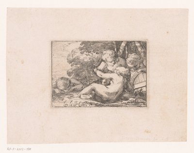 Bacchanal s opilým putti od Laurent de La Hire