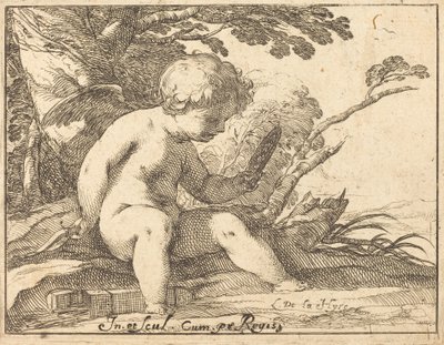 Cupid při pohledu do zrcadla od Laurent de la Hyre
