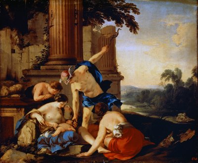Merkur dává dítě Bacchus nymfám z Nysy, 1638. od Laurent de la Hyre