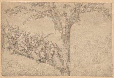 Ukřižovaný Kristus jako strom života s mnichy a jeptiškami, c. 1639. od Laurent de la Hyre