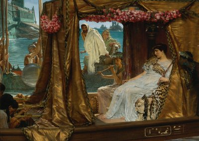 Setkání Antonia a Kleopatry - egyptská královna Kleopatra (79-30 př. n. l.) se setkává se svým budoucím milencem Marcem Antoinem (83-30 př. n. l.) pravděpodobně v Římě (Setkání Antonia a Kleopatry) - Obraz Lawrence Alma- Tadema (1836- 1912) - 1885 - od Lawrence Alma Tadema