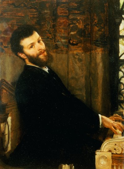 Portrét zpěváka George Henschela hrajícího na klavír Alma-Tadema, Townshend House, 1879 od Lawrence Alma Tadema